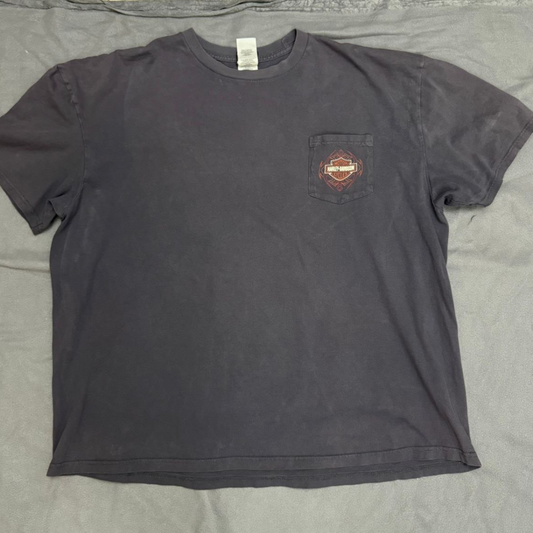 a- HARLEY DAVIDSON 2009 POCKET DOUBLE PRINT TEE