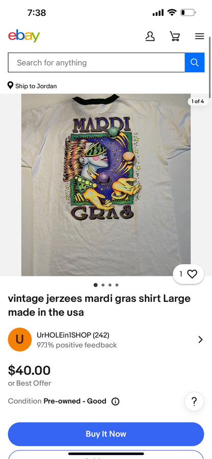 VINTAGE MARDI GRAS TEE REWORKED